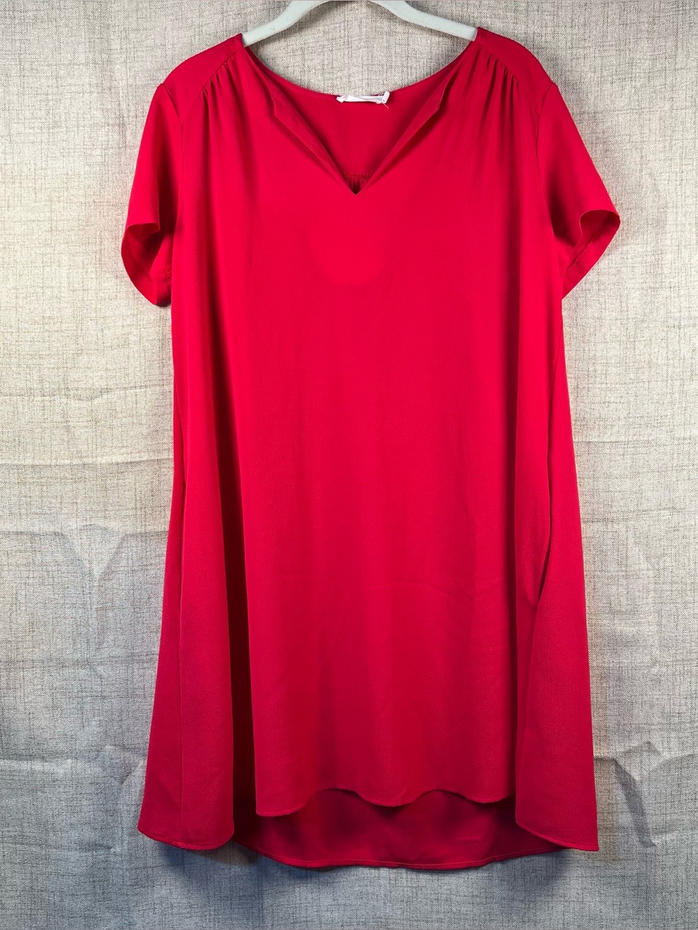 Lush Shift Dress V Neck Short Sleeve Pink Women's Small